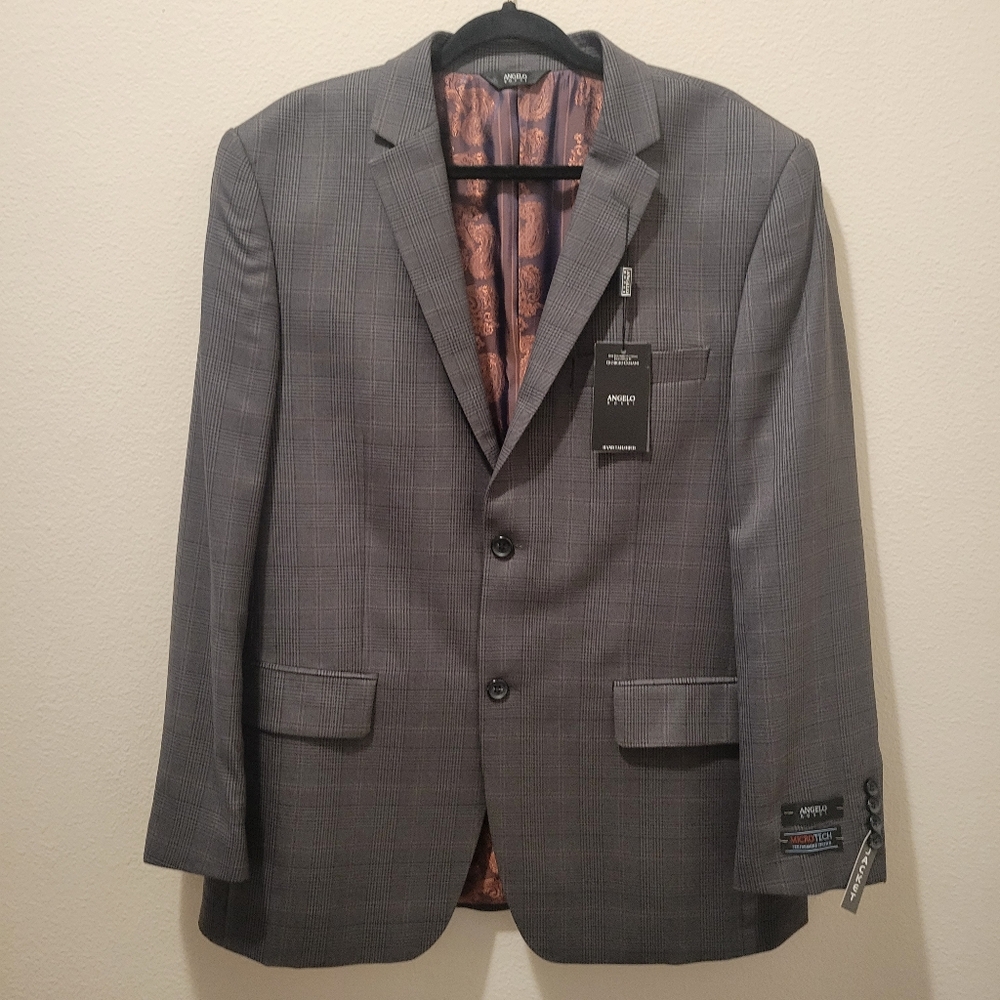 Giorgio Cosani Angelo Rossi Grey Hand Tailored Plaid 42R Suit Jacket NWT